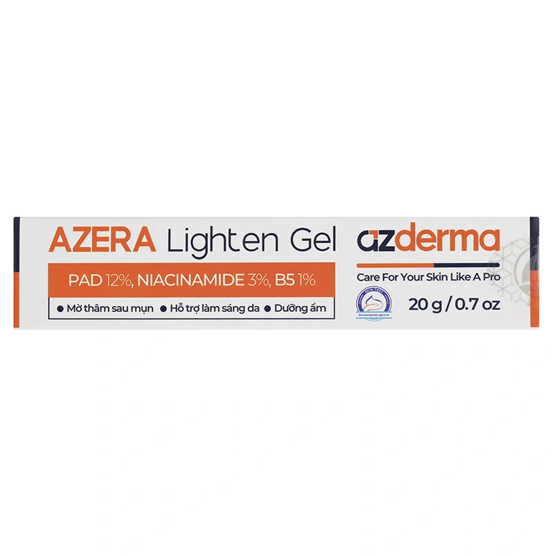 Gel Azderma Azera Lighten dưỡng ẩm và giảm thâm mụn tuýp x 20g - 2